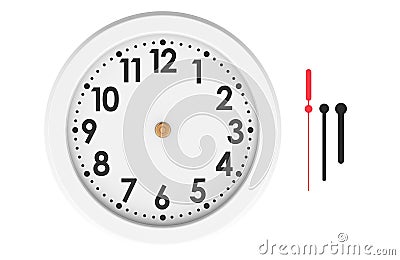 Blank clock face mock up with hour, minute and second hands, front view. 3D rendering Stock Photo