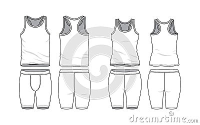 Blank clothing templates. Vector Illustration