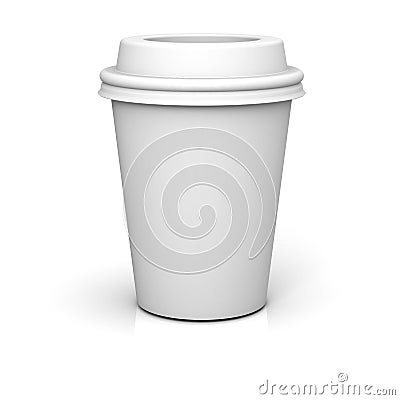 Blank coffee cup on white background with shadow and reflection Stock Photo