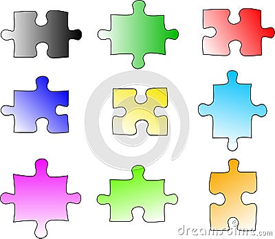 Blank color puzzle pieces Vector Illustration