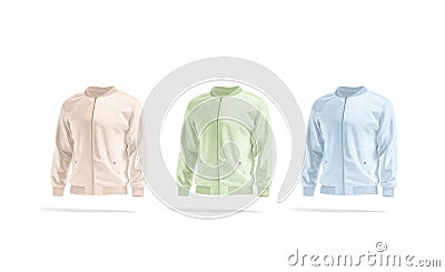 Blank colored bomber jacket mockup set, side view Stock Photo