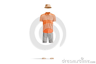 Blank colored casual summer costume for beach mockup, front view Stock Photo