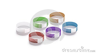 Blank colored paper wristbands mockups Stock Photo