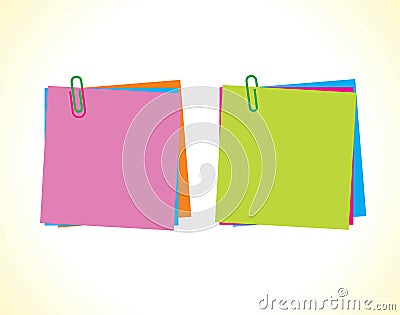 Blank colorful papers with clip isolated Cartoon Illustration