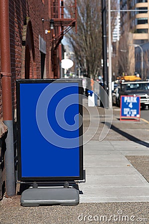 Blank commercial sidewalk sign Stock Photo