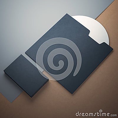 Blank compact disk cover and business cards Stock Photo