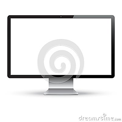 Blank computer monitor on white Vector Illustration