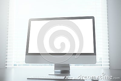 Blank computer screen on desktop Stock Photo