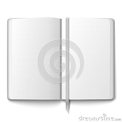 Blank copybook template with bookmark. Vector Illustration