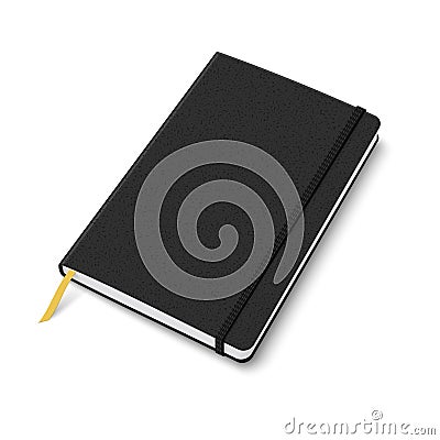 Blank copybook template with elastic band. Vector Illustration