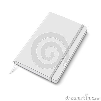 Blank copybook template with elastic band. Vector Illustration