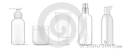 Cosmetic Packaging. Tube, Spray And Mousse Bottle Vector Illustration