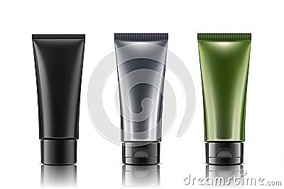 Blank cosmetic plastic tubes set Vector Illustration