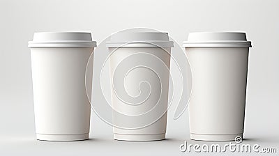 Blank craft coffee cups with white carrier.generative ai Stock Photo