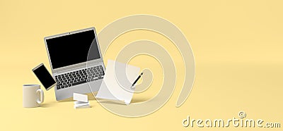 Blank creative set with laptop and smartphone 3D rendering Stock Photo