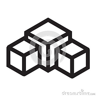 Blank cube icon vector sign and symbol isolated on white background, Blank cube logo concept Vector Illustration