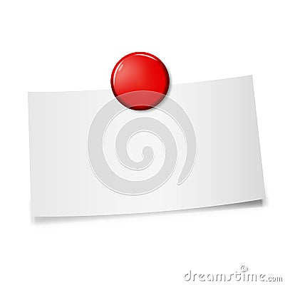 Blank curved business card fixed by red pin magnet Stock Photo