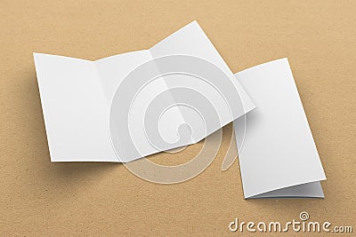 Blank 3D rendering tri-fold brochure mock-up with clipping path on texture No. 1 Stock Photo