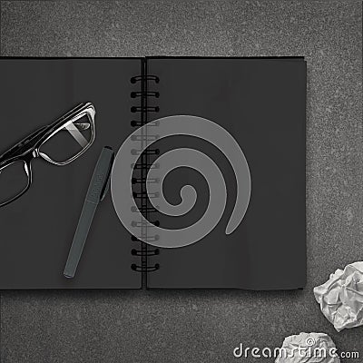 Blank dark note book Stock Photo