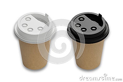 Blank disposable cardboard paper coffee cup with cap mockup Stock Photo