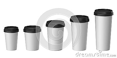 Blank disposable cup with cover, Extra, Small, Medium, Large Stock Photo