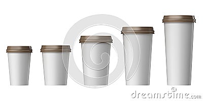 Blank disposable cup with cover, Extra, Small, Medium, Large Stock Photo