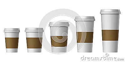 Blank disposable cup with cover and heat proof paper, Extra, Small, Medium, Large Stock Photo