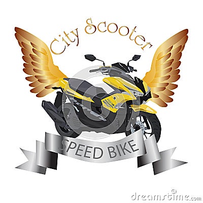 Speed Bike City Scooter Sign and Emblem Stock Photo