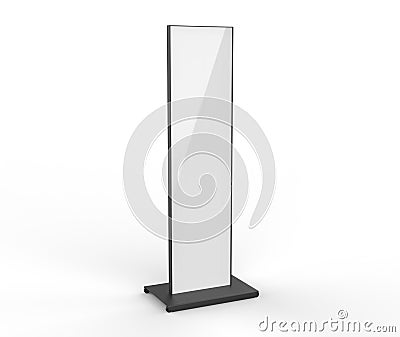 Blank Double sided outdoor advertising metallic back lit Poster stand Mock up. Curved LED B Totem Poster Light Box. 3d render ill Stock Photo