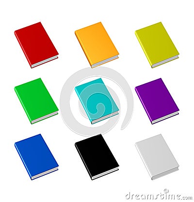 Blank empty cover hardcover book stack collection Stock Photo