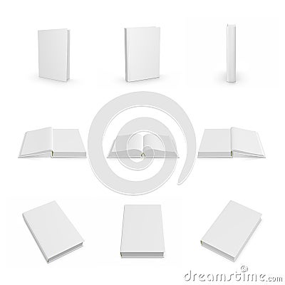 Blank empty cover hardcover book stack collection Stock Photo