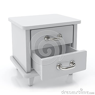 Blank empty opened drawers isolated on white background Stock Photo