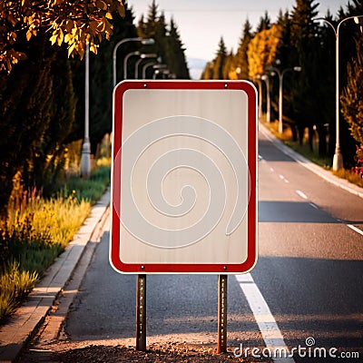 Blank, empty, street traffic sign on road Stock Photo