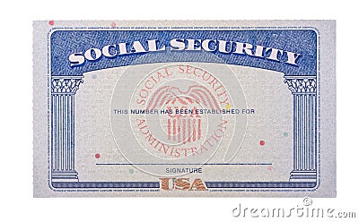 Image of USA social security card isolated against white background Editorial Stock Photo