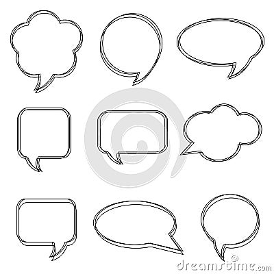 Blank empty white speech bubbles. Stickers of speech bubbles vector set Vector Illustration