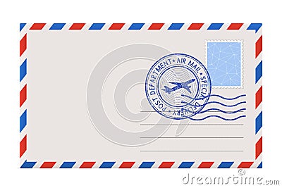 Blank envelope with stamp and postal postmark Vector Illustration