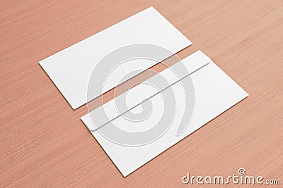 Blank envelopes on wooden background Stock Photo