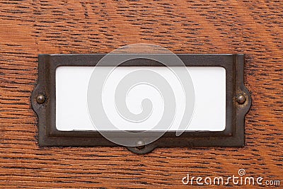 Blank File Drawer Label Stock Photo