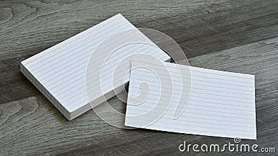 Blank Flash Index Note Cards on Dark Grey Wood Background Stock Photo