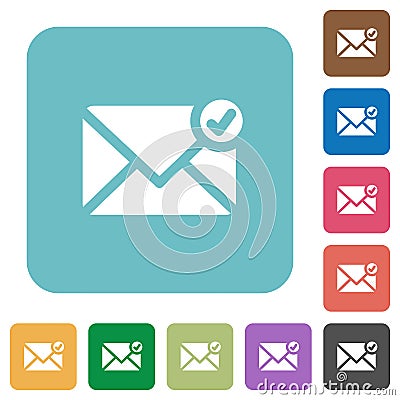 Flat mail sent icons on rounded square backgrounds Stock Photo