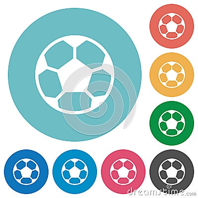 Flat soccer ball icon set on round background Stock Photo