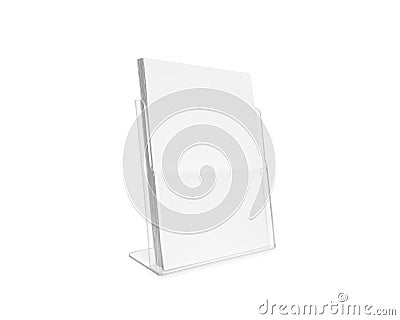 Blank flyer mockup glass plastic transparent holder isolated Stock Photo