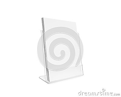 Blank flyer mockup glass plastic transparent holder isolated. Stock Photo