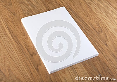 Blank flyer poster on wood to replace your design. Stock Photo