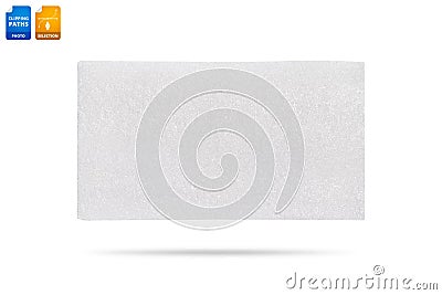 Blank foam board isolated on white background. Synthetic texture background. Detail of plastic material. Clipping paths object Stock Photo