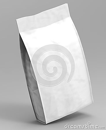 Blank Foil Or Paper Food Stand Up Pouch Snack Sachet Bag Packaging. Stock Photo