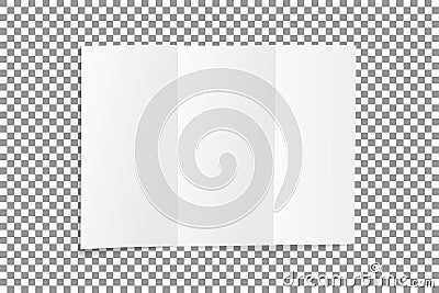 Blank folded leaflet white paper. Sheet with soft shadows , isolated on transparent background. Vector Vector Illustration