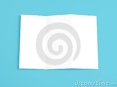 Blank folding page booklet on blue background. Stock Photo