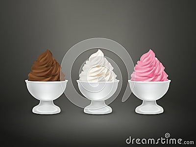 Blank food container with ice cream set Vector Illustration