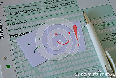 A blank form for the German tax declaration and a pen Editorial Stock Photo